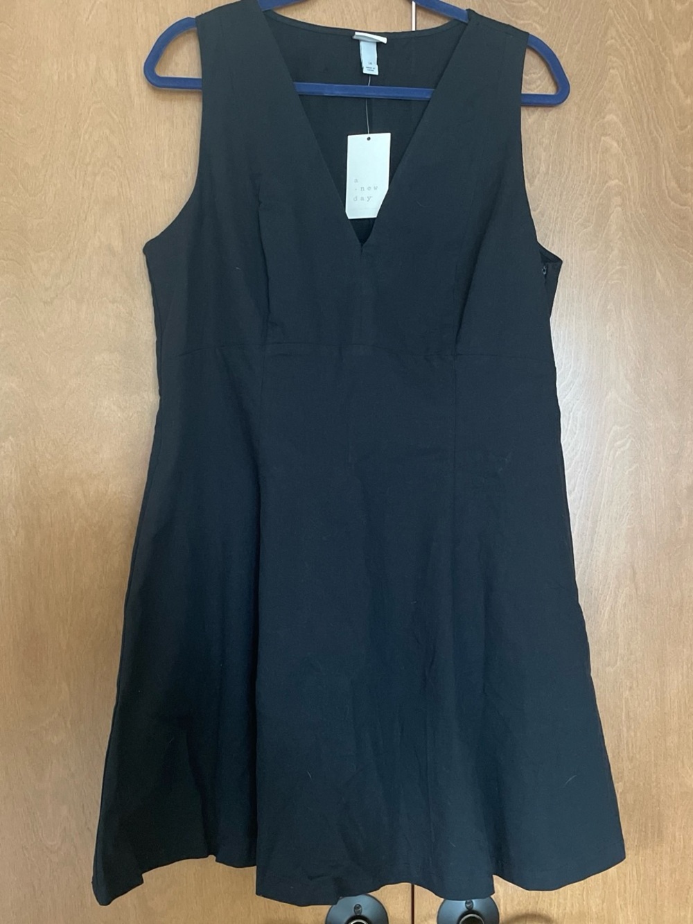 a new day Black Sleeveless V-Neck Midi A-Line Dress
